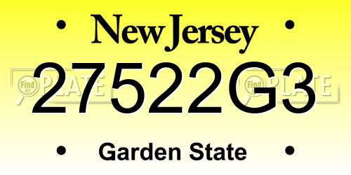 27522G3 New Jersey License Plate