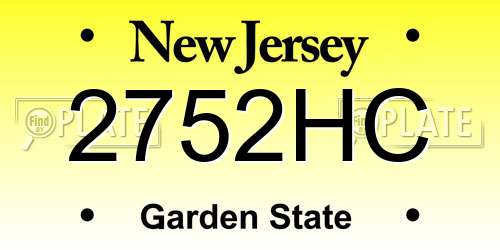 2752HC New Jersey License Plate