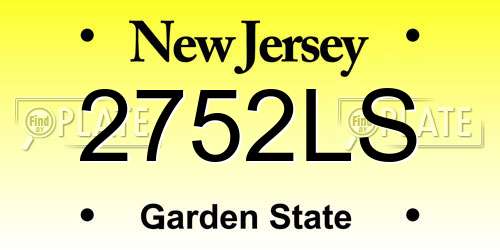 2752LS New Jersey License Plate