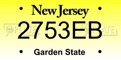 2753EB New Jersey License Plate
