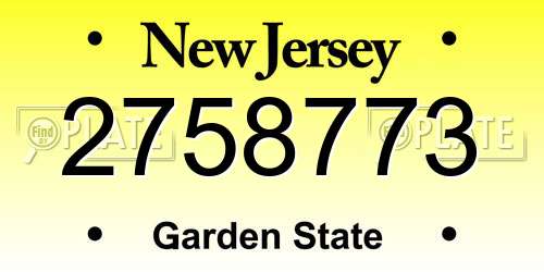 2758773 New Jersey License Plate