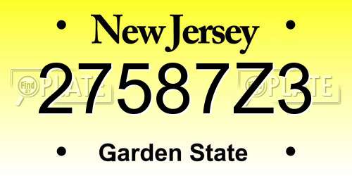 27587Z3 New Jersey License Plate
