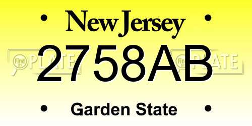 2758AB New Jersey License Plate