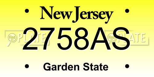 2758AS New Jersey License Plate