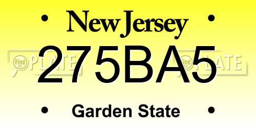 275BA5 New Jersey License Plate