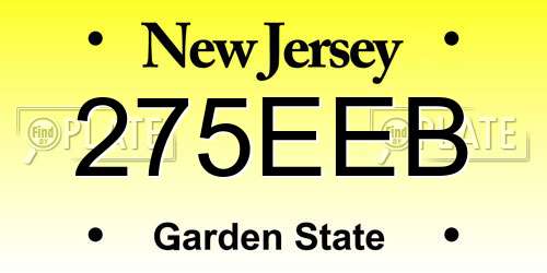 275EEB New Jersey License Plate