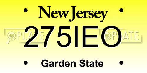 275IEO New Jersey License Plate