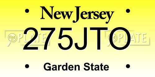 275JTO New Jersey License Plate