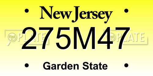 275M47 New Jersey License Plate