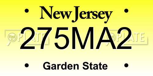 275MA2 New Jersey License Plate