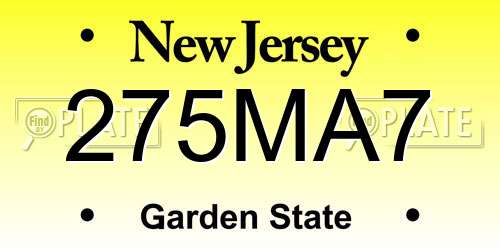 275MA7 New Jersey License Plate