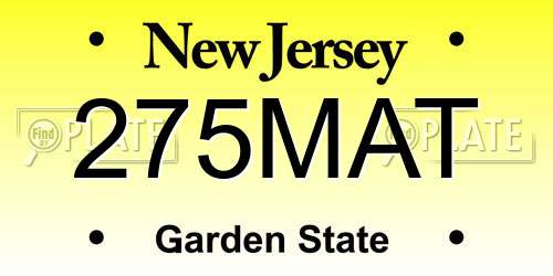 275MAT New Jersey License Plate
