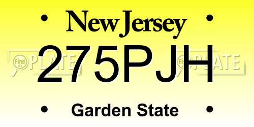 275PJH New Jersey License Plate