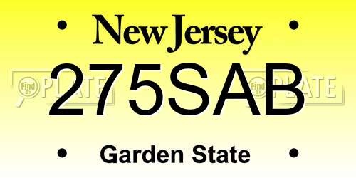 275SAB New Jersey License Plate