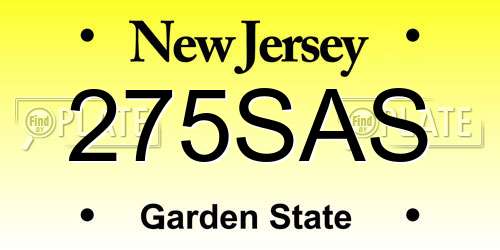 275SAS New Jersey License Plate
