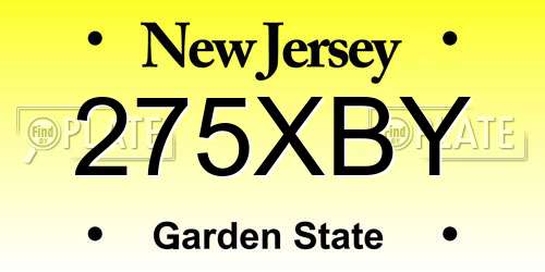 275XBY New Jersey License Plate