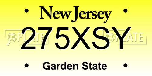 275XSY New Jersey License Plate