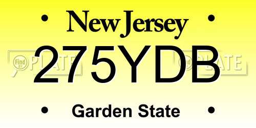 275YDB New Jersey License Plate