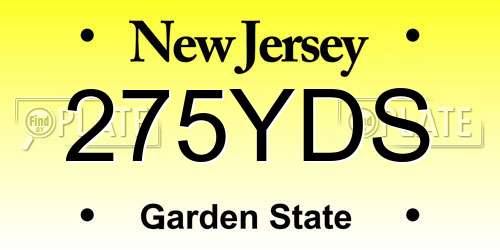 275YDS New Jersey License Plate
