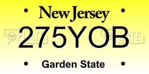275YOB New Jersey License Plate
