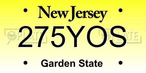 275YOS New Jersey License Plate