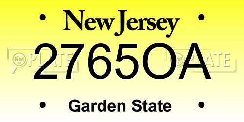 2765OA New Jersey License Plate