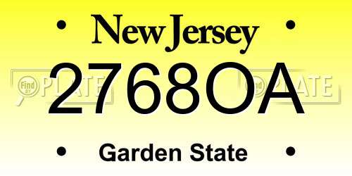 2768OA New Jersey License Plate