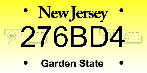 276BD4 New Jersey License Plate