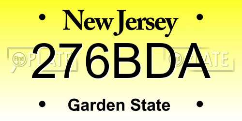 276BDA New Jersey License Plate
