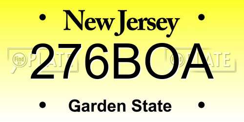 276BOA New Jersey License Plate