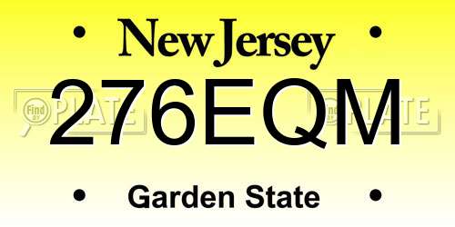 276EQM New Jersey License Plate
