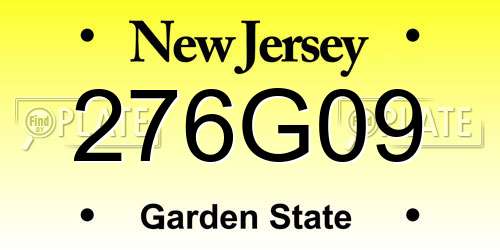 276G09 New Jersey License Plate