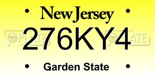 276KY4 New Jersey License Plate