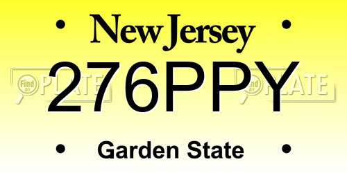276PPY New Jersey License Plate