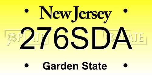 276SDA New Jersey License Plate
