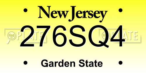 276SQ4 New Jersey License Plate