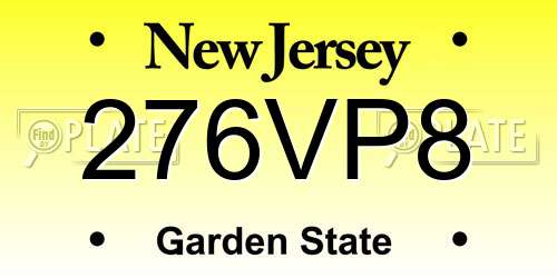 276VP8 New Jersey License Plate