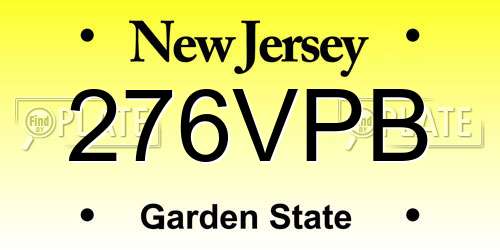 276VPB New Jersey License Plate