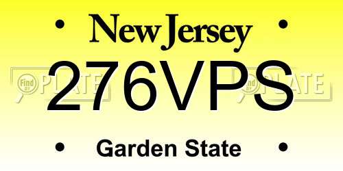 276VPS New Jersey License Plate