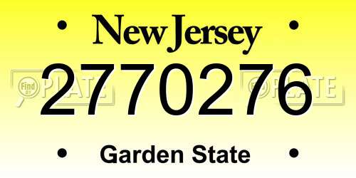 2770276 New Jersey License Plate