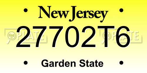 27702T6 New Jersey License Plate