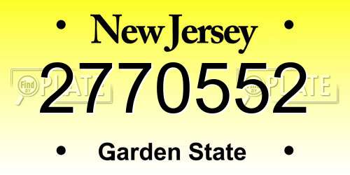 2770552 New Jersey License Plate