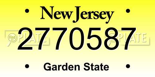 2770587 New Jersey License Plate