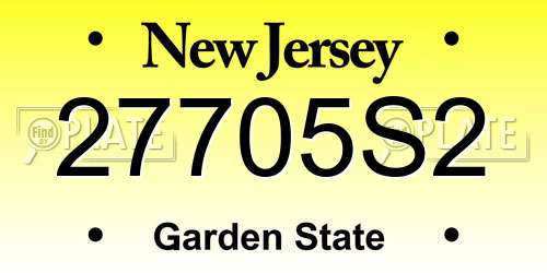 27705S2 New Jersey License Plate