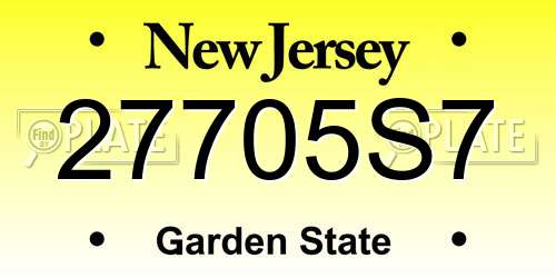 27705S7 New Jersey License Plate