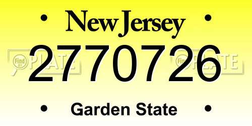 2770726 New Jersey License Plate