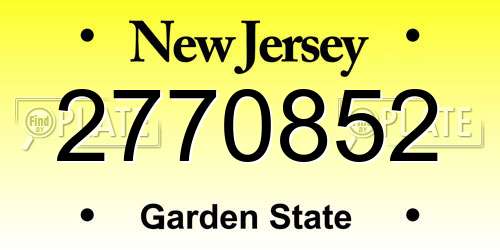 2770852 New Jersey License Plate