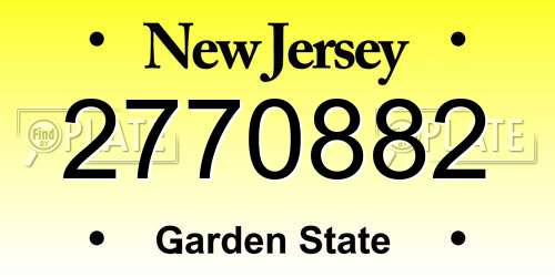 2770882 New Jersey License Plate