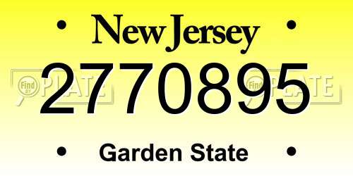 2770895 New Jersey License Plate