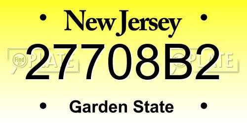 27708B2 New Jersey License Plate